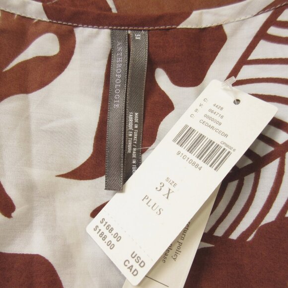 NWT Anthropologie Somerset Maxi in Cedar Floral Leaf Cotton Tiered Dress 3X - Picture 8 of 9